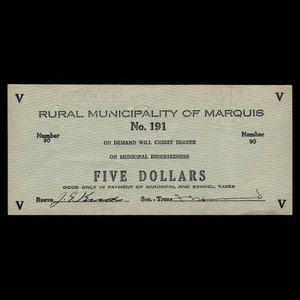 Canada, Marquis No.191, 5 dollars : 1935