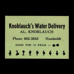Canada, Knoblauch's Water Delivery, 13 seaux, eau : 1935