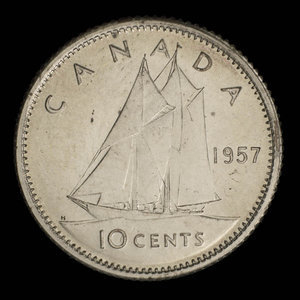 Canada, Élisabeth II, 10 cents : 1957
