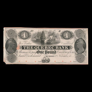 Canada, Banque de Québec, 4 dollars : 20 octobre 1818