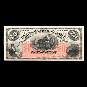 Canada, Union Bank of Canada (The), 20 dollars : 2 août 1886
