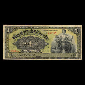 Jamaïque, Banque Royale du Canada, 1 livre(anglaise) : 2 janvier 1911