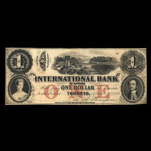 Canada, International Bank of Canada, 1 dollar : 15 septembre 1858