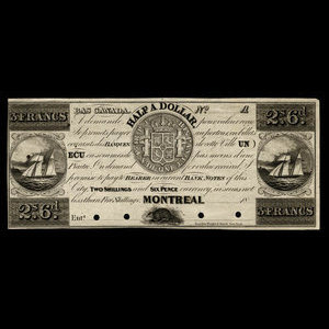 Canada, Jno. Molson (fils), 3 francs : 1838