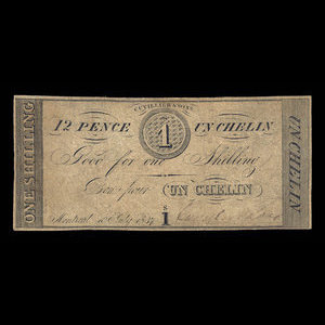 Canada, Cuvillier & Fils, 1 shilling : 10 juillet 1837