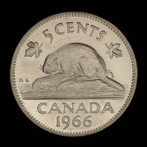 Canada, Élisabeth II, 5 cents : 1966