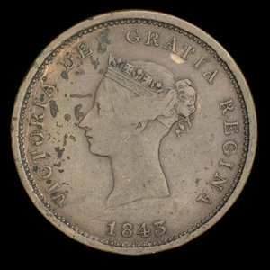 Canada, Province du Nouveau-Brunswick, 1 penny : 1843