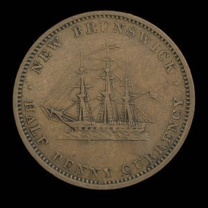 Canada, Province du Nouveau-Brunswick, 1/2 penny : 1854