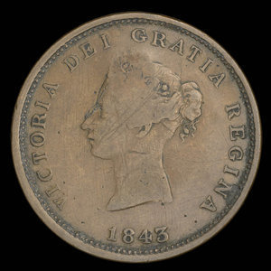 Canada, Province du Nouveau-Brunswick, 1 penny : 1843