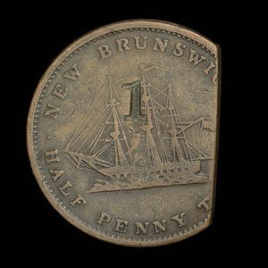 Canada, Province du Nouveau-Brunswick, 1/2 penny : 1843