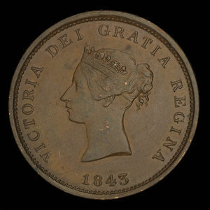 Canada, Province du Nouveau-Brunswick, 1 penny : 1843