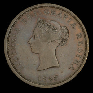 Canada, Province du Nouveau-Brunswick, 1 penny : 1843