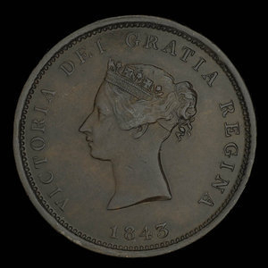 Canada, Province du Nouveau-Brunswick, 1 penny : 1843