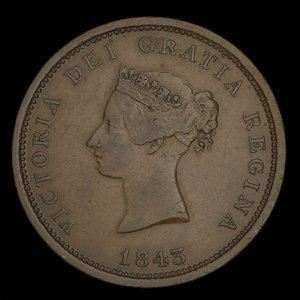 Canada, Province du Nouveau-Brunswick, 1 penny : 1843