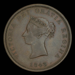 Canada, Province du Nouveau-Brunswick, 1 penny : 1843