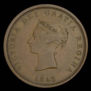 Canada, Province du Nouveau-Brunswick, 1 penny : 1843