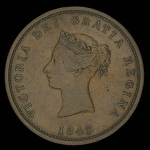 Canada, Province du Nouveau-Brunswick, 1 penny : 1843