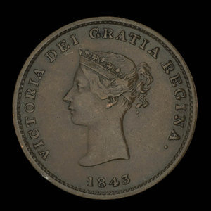 Canada, Province du Nouveau-Brunswick, 1/2 penny : 1843