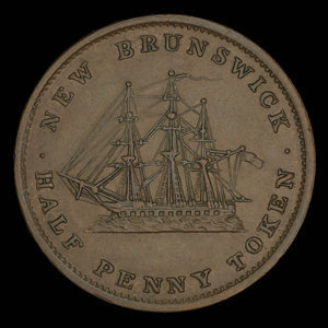 Canada, Province du Nouveau-Brunswick, 1/2 penny : 1843