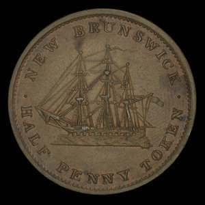 Canada, Province du Nouveau-Brunswick, 1/2 penny : 1843