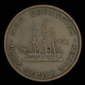 Canada, Province du Nouveau-Brunswick, 1/2 penny : 1843