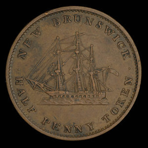 Canada, Province du Nouveau-Brunswick, 1/2 penny : 1843