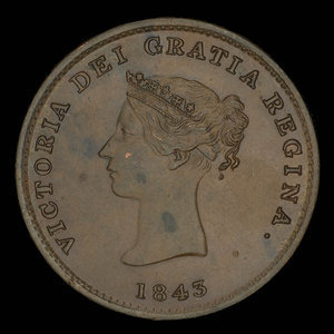 Canada, Province du Nouveau-Brunswick, 1/2 penny : 1843