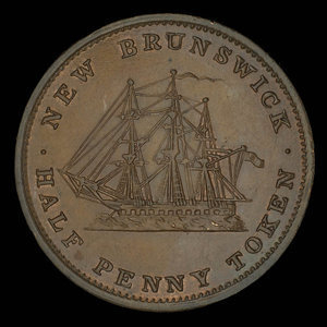 Canada, Province du Nouveau-Brunswick, 1/2 penny : 1843