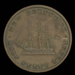 Canada, Province du Nouveau-Brunswick, 1/2 penny : 1843