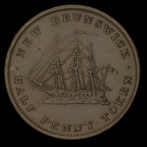 Canada, Province du Nouveau-Brunswick, 1/2 penny : 1843