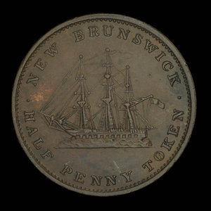 Canada, Province du Nouveau-Brunswick, 1/2 penny : 1843