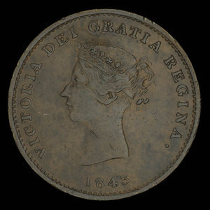 Canada, Province du Nouveau-Brunswick, 1/2 penny : 1843