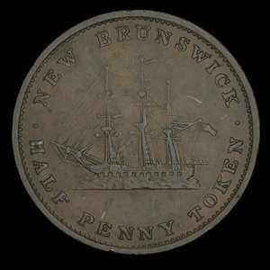 Canada, Province du Nouveau-Brunswick, 1/2 penny : 1843