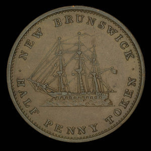 Canada, Province du Nouveau-Brunswick, 1/2 penny : 1843