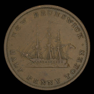 Canada, Province du Nouveau-Brunswick, 1/2 penny : 1843