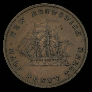 Canada, Province du Nouveau-Brunswick, 1/2 penny : 1843