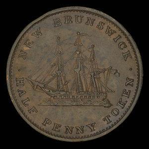 Canada, Province du Nouveau-Brunswick, 1/2 penny : 1843