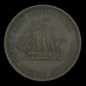 Canada, Province du Nouveau-Brunswick, 1/2 penny : 1854