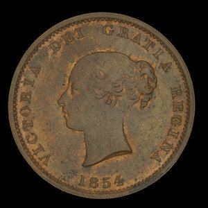 Canada, Province du Nouveau-Brunswick, 1/2 penny : 1854