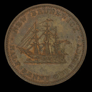 Canada, Province du Nouveau-Brunswick, 1/2 penny : 1854