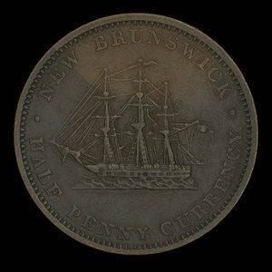 Canada, Province du Nouveau-Brunswick, 1/2 penny : 1854