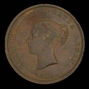 Canada, Province du Nouveau-Brunswick, 1/2 penny : 1854