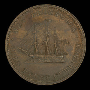 Canada, Province du Nouveau-Brunswick, 1/2 penny : 1854