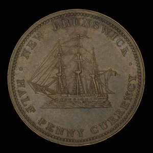 Canada, Province du Nouveau-Brunswick, 1/2 penny : 1854