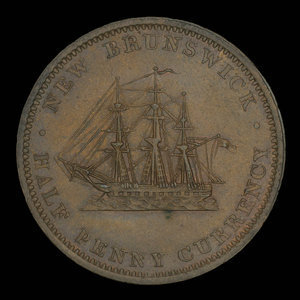 Canada, Province du Nouveau-Brunswick, 1/2 penny : 1854