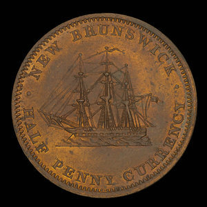 Canada, Province du Nouveau-Brunswick, 1/2 penny : 1854