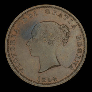 Canada, Province du Nouveau-Brunswick, 1/2 penny : 1854