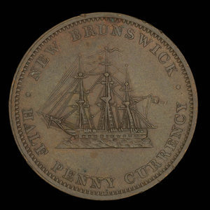 Canada, Province du Nouveau-Brunswick, 1/2 penny : 1854