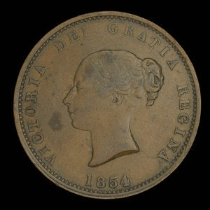 Canada, Province du Nouveau-Brunswick, 1/2 penny : 1854