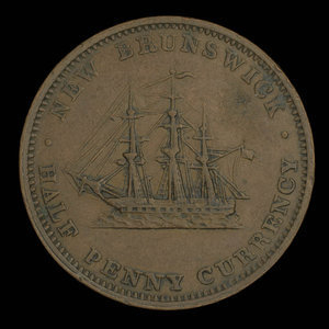 Canada, Province du Nouveau-Brunswick, 1/2 penny : 1854